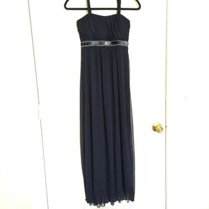 Elegant Formal Navy Blue Maxi Dress